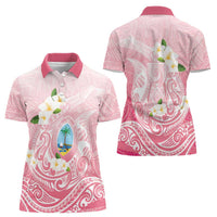 Guam Fishhook Mix Guasali Flowers Women Polo Shirt Dreaming Coral LT7 - Polynesian Pride