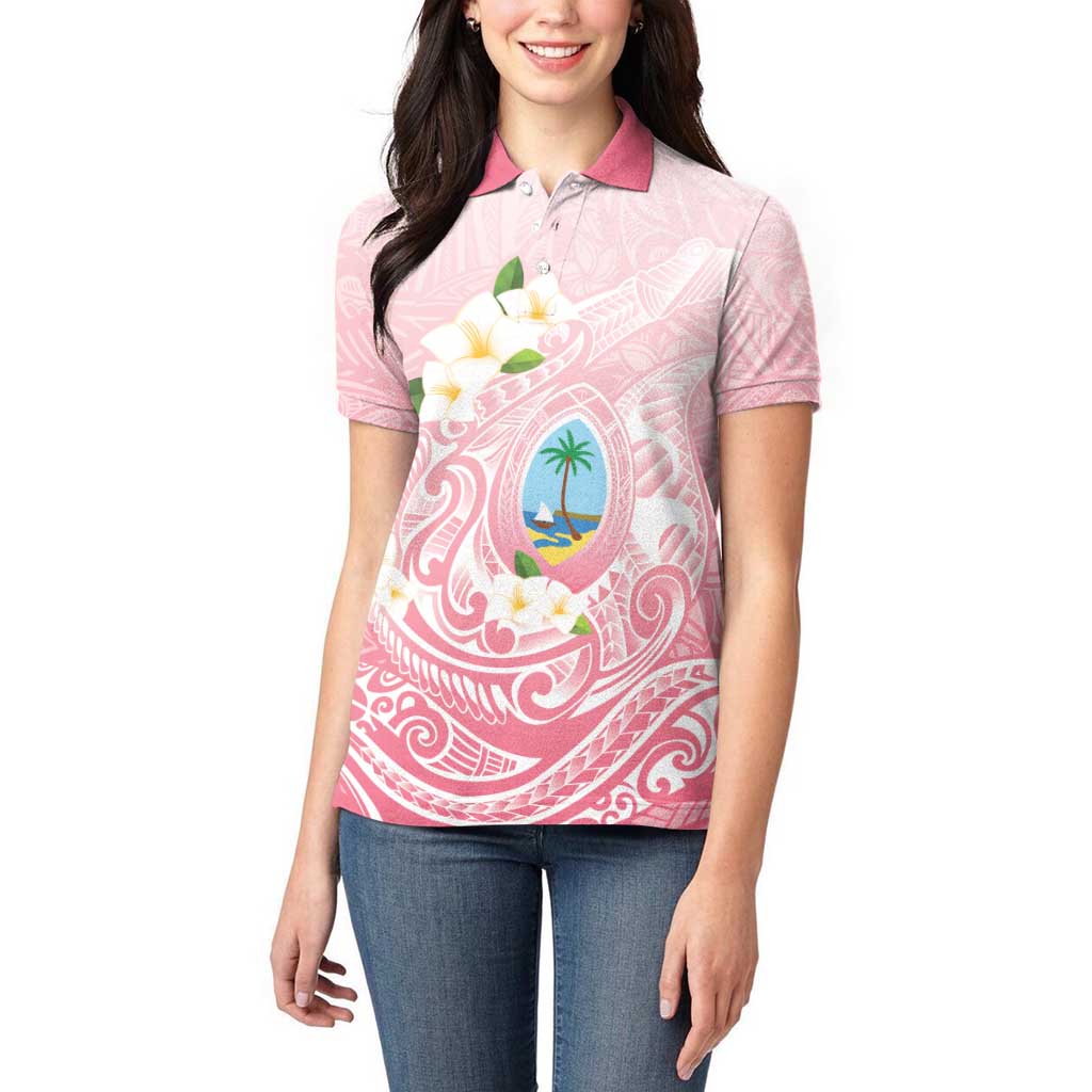 Guam Fishhook Mix Guasali Flowers Women Polo Shirt Dreaming Coral LT7 - Polynesian Pride