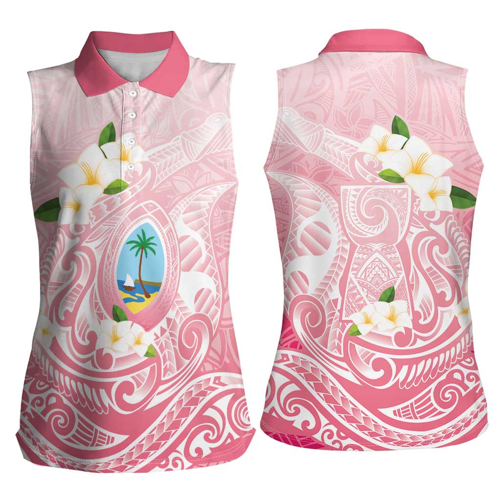 Guam Fishhook Mix Guasali Flowers Women Sleeveless Polo Shirt Dreaming Coral