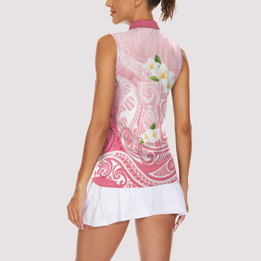 Guam Fishhook Mix Guasali Flowers Women Sleeveless Polo Shirt Dreaming Coral
