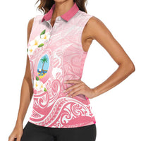 Guam Fishhook Mix Guasali Flowers Women Sleeveless Polo Shirt Dreaming Coral