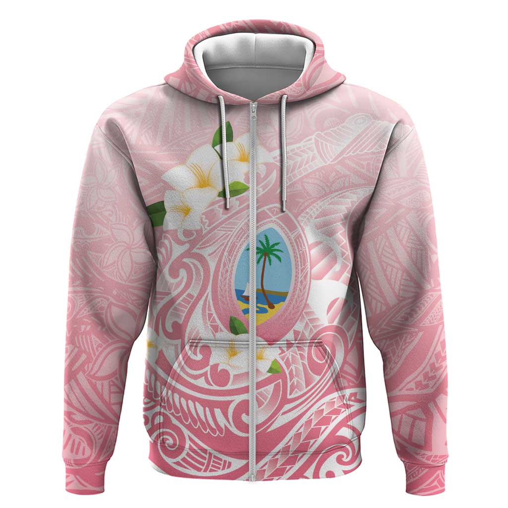 Guam Fishhook Mix Guasali Flowers Zip Hoodie Dreaming Coral LT7 Zip Hoodie Pink - Polynesian Pride
