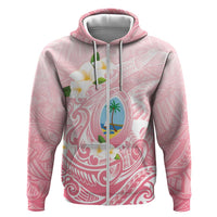 Guam Fishhook Mix Guasali Flowers Zip Hoodie Dreaming Coral LT7 Zip Hoodie Pink - Polynesian Pride