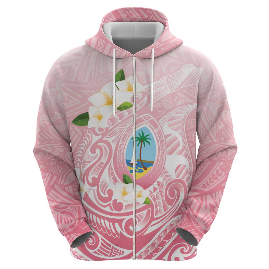 Guam Fishhook Mix Guasali Flowers Zip Hoodie Dreaming Coral LT7 - Polynesian Pride