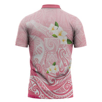 Guam Fishhook Mix Guasali Flowers Zipper Polo Shirt Dreaming Coral LT7 - Polynesian Pride