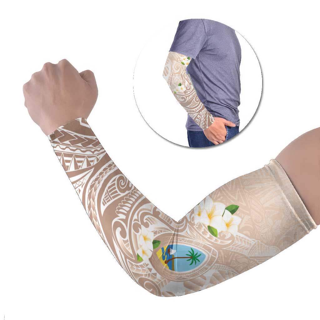Guam Fishhook Mix Guasali Flowers Arm Sleeves Dreaming Hazel LT7 Set of 2 Beige - Polynesian Pride