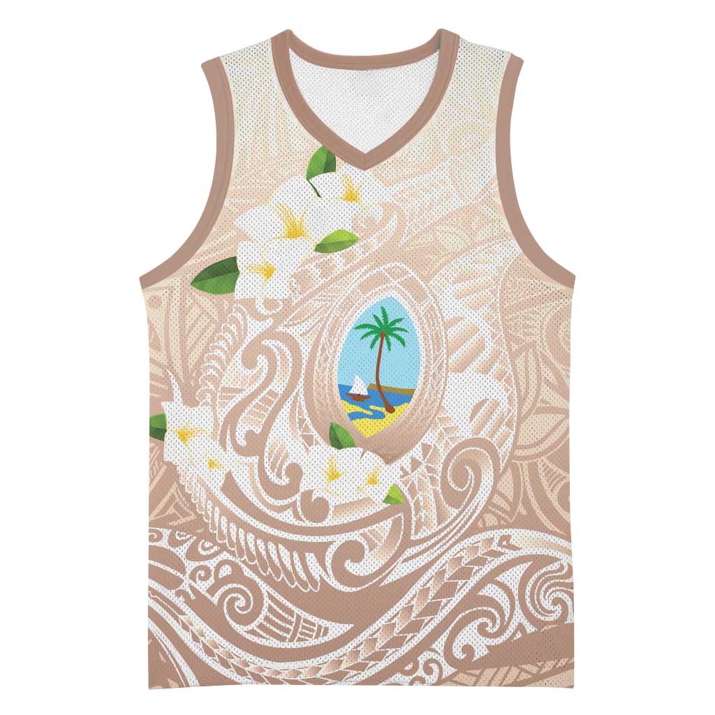 Guam Fishhook Mix Guasali Flowers Basketball Jersey Dreaming Hazel LT7 Unisex Beige - Polynesian Pride
