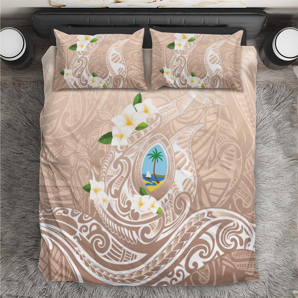 Guam Fishhook Mix Guasali Flowers Bedding Set Dreaming Hazel LT7 Beige - Polynesian Pride
