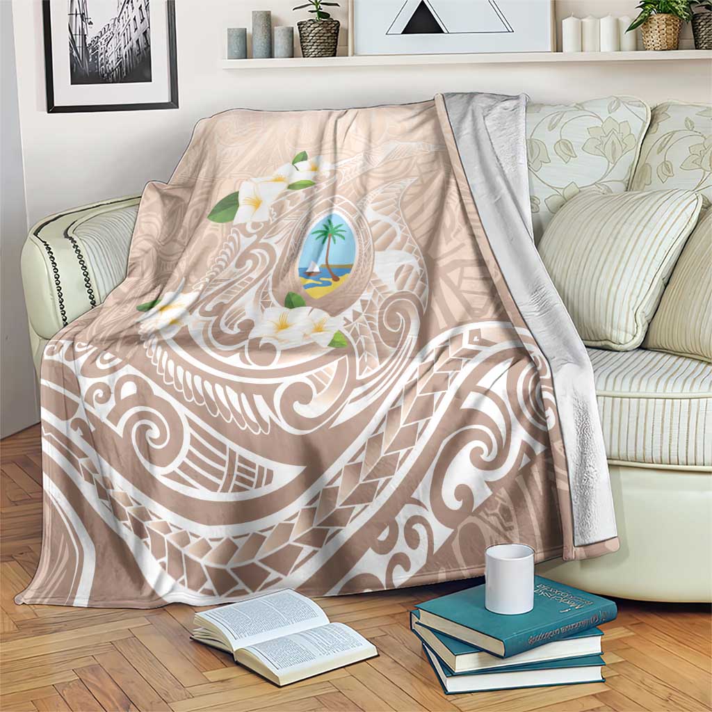 Guam Fishhook Mix Guasali Flowers Blanket Dreaming Hazel LT7 Beige - Polynesian Pride