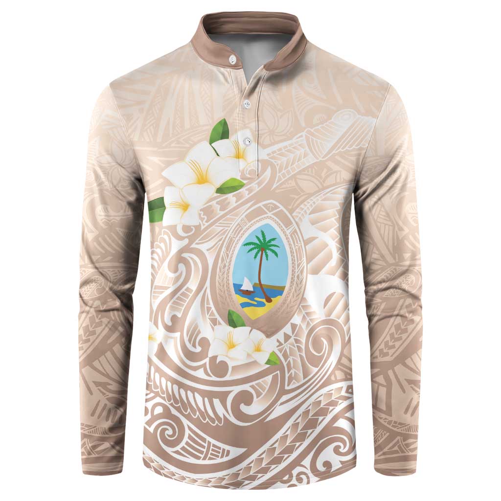 Guam Fishhook Mix Guasali Flowers Button Sweatshirt Dreaming Hazel LT7 Beige - Polynesian Pride