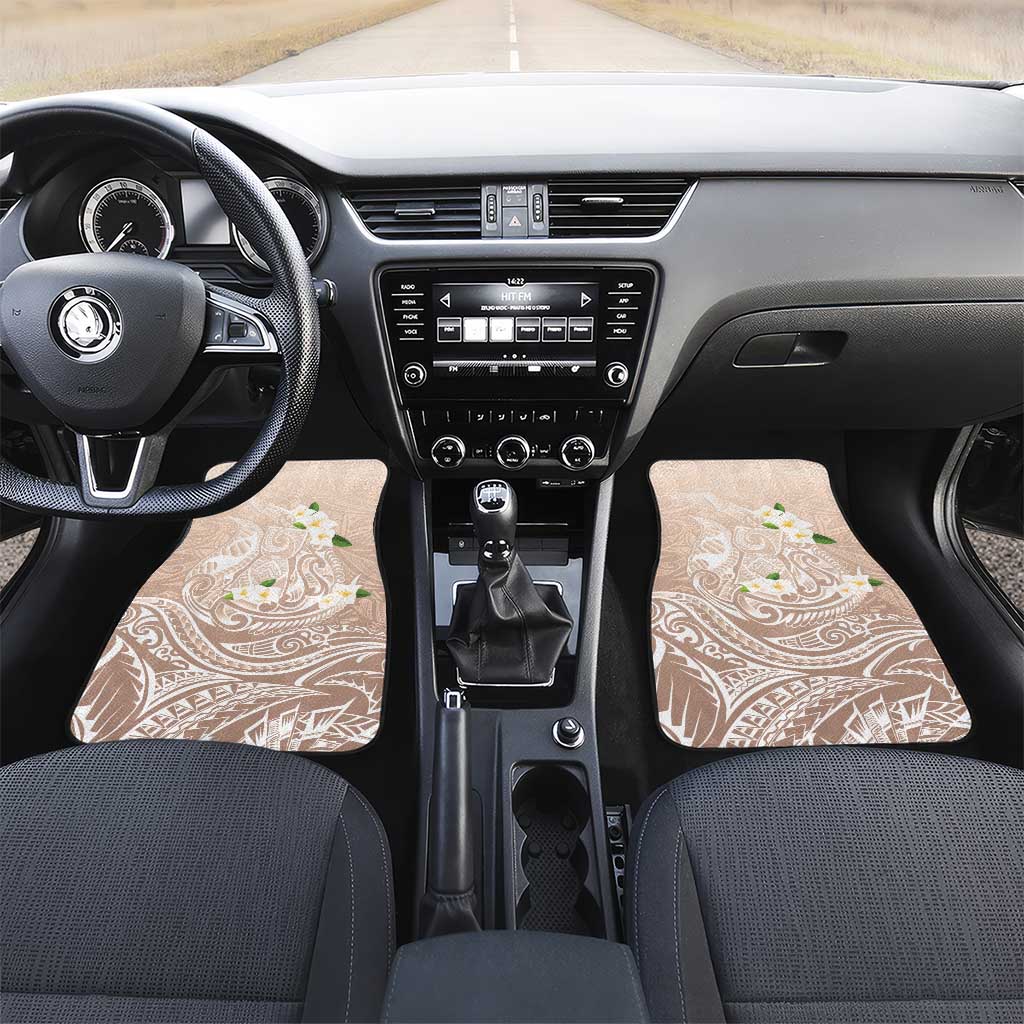 Guam Fishhook Mix Guasali Flowers Car Mats Dreaming Hazel LT7 Set 2pcs - Front Beige - Polynesian Pride
