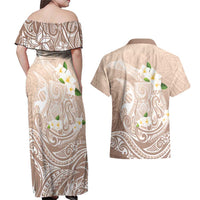 Guam Fishhook Mix Guasali Flowers Couples Matching Off Shoulder Maxi Dress and Hawaiian Shirt Dreaming Hazel LT7 - Polynesian Pride
