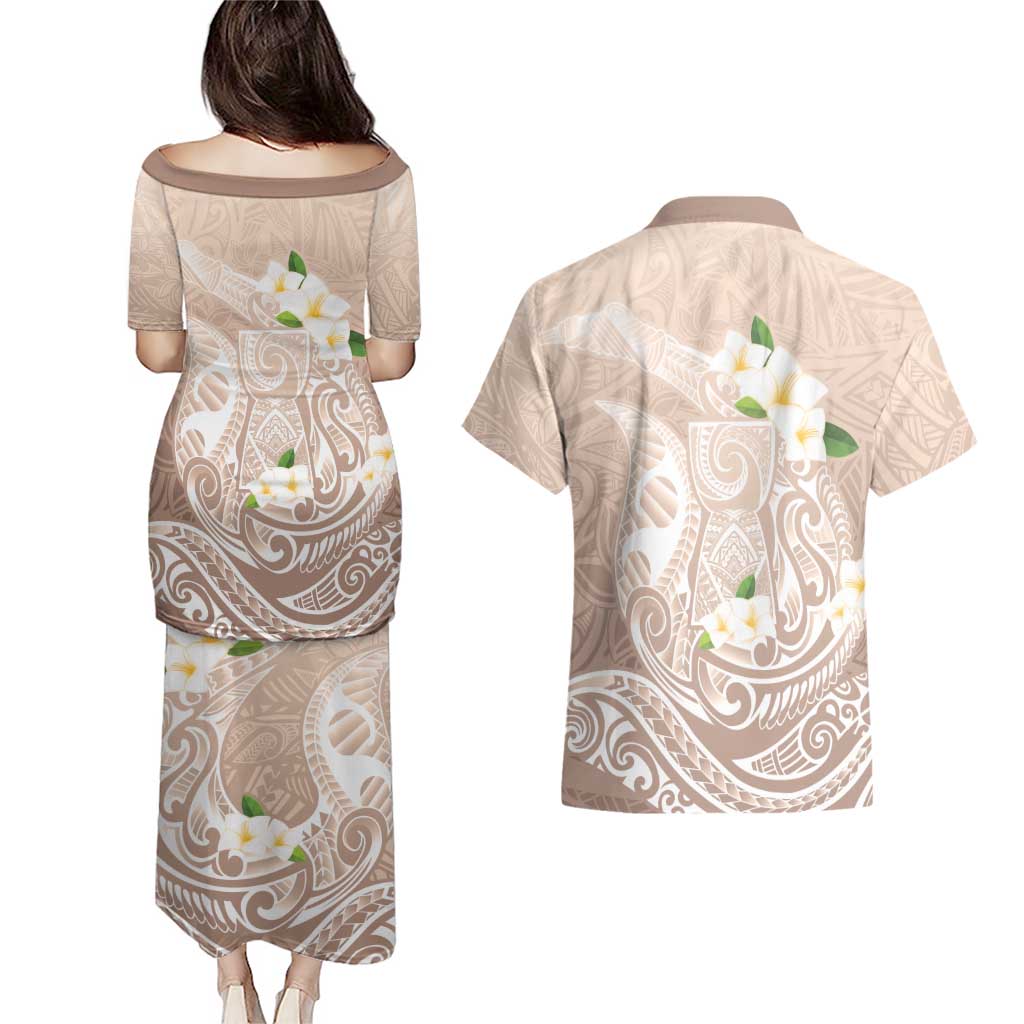 Guam Fishhook Mix Guasali Flowers Couples Matching Puletasi and Hawaiian Shirt Dreaming Hazel LT7 - Polynesian Pride
