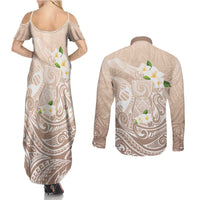 Guam Fishhook Mix Guasali Flowers Couples Matching Summer Maxi Dress and Long Sleeve Button Shirt Dreaming Hazel LT7 - Polynesian Pride