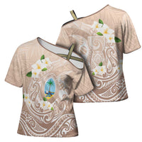 Guam Fishhook Mix Guasali Flowers Cross Shoulder Shirt Dreaming Hazel LT7 - Polynesian Pride