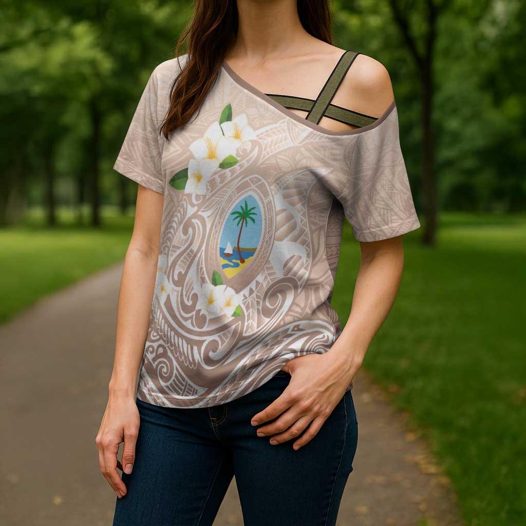 Guam Fishhook Mix Guasali Flowers Cross Shoulder Shirt Dreaming Hazel LT7 - Polynesian Pride