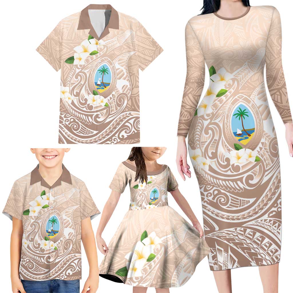 Guam Fishhook Mix Guasali Flowers Family Matching Long Sleeve Bodycon Dress and Hawaiian Shirt Dreaming Hazel LT7 - Polynesian Pride