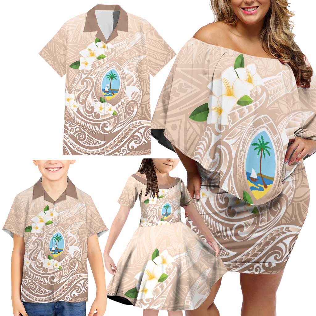 Guam Fishhook Mix Guasali Flowers Family Matching Off Shoulder Short Dress and Hawaiian Shirt Dreaming Hazel LT7 - Polynesian Pride