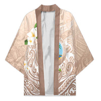 Guam Fishhook Mix Guasali Flowers Kimono Dreaming Hazel LT7 Unisex Beige - Polynesian Pride