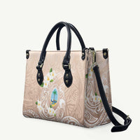 Guam Fishhook Mix Guasali Flowers Leather Bag Dreaming Hazel LT7 Beige - Polynesian Pride