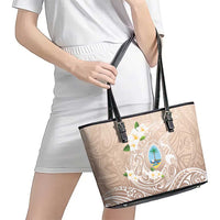 Guam Fishhook Mix Guasali Flowers Leather Tote Bag Dreaming Hazel LT7 - Polynesian Pride