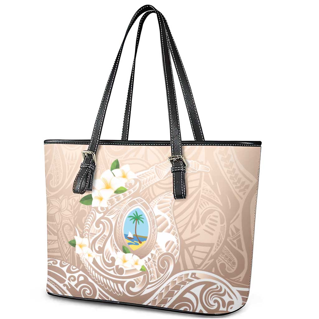 Guam Fishhook Mix Guasali Flowers Leather Tote Bag Dreaming Hazel LT7 - Polynesian Pride