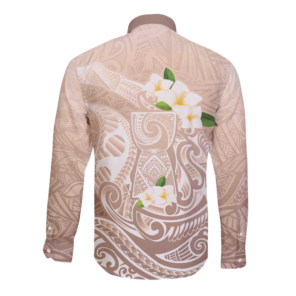 Guam Fishhook Mix Guasali Flowers Long Sleeve Button Shirt Dreaming Hazel LT7 - Polynesian Pride