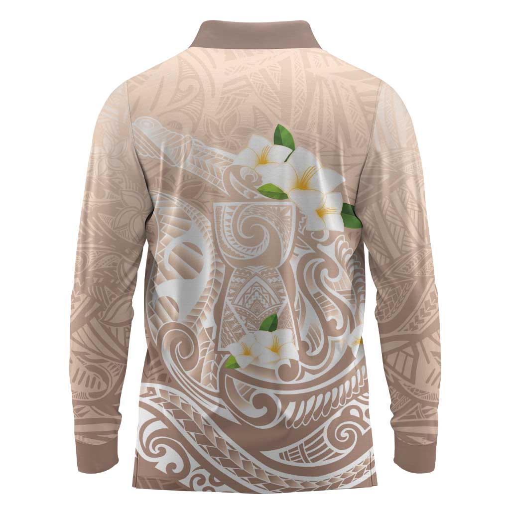 Guam Fishhook Mix Guasali Flowers Long Sleeve Polo Shirt Dreaming Hazel LT7 - Polynesian Pride