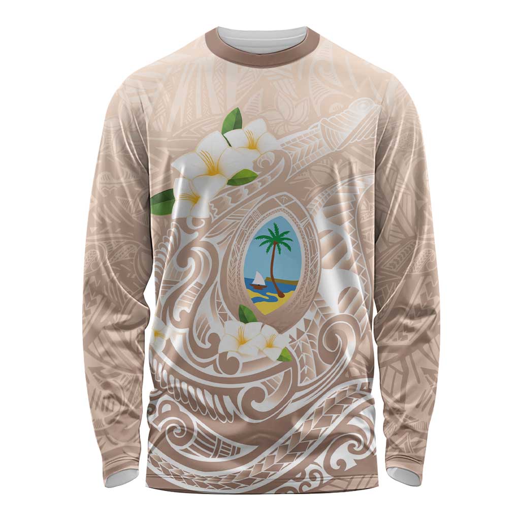 Guam Fishhook Mix Guasali Flowers Long Sleeve Shirt Dreaming Hazel LT7 Unisex Beige - Polynesian Pride