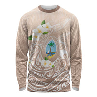 Guam Fishhook Mix Guasali Flowers Long Sleeve Shirt Dreaming Hazel LT7 Unisex Beige - Polynesian Pride