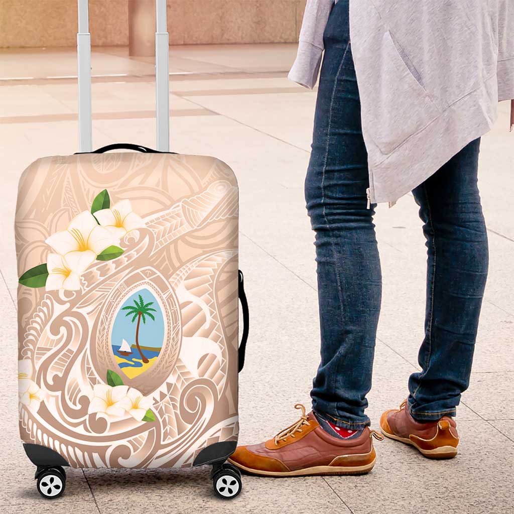 Guam Fishhook Mix Guasali Flowers Luggage Cover Dreaming Hazel LT7 Beige - Polynesian Pride