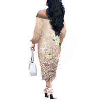 Guam Fishhook Mix Guasali Flowers Off The Shoulder Long Sleeve Dress Dreaming Hazel LT7 - Polynesian Pride