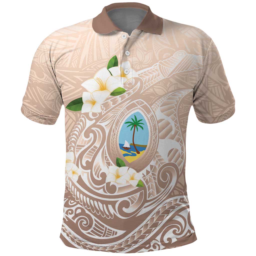 Guam Fishhook Mix Guasali Flowers Polo Shirt Dreaming Hazel LT7 Beige - Polynesian Pride