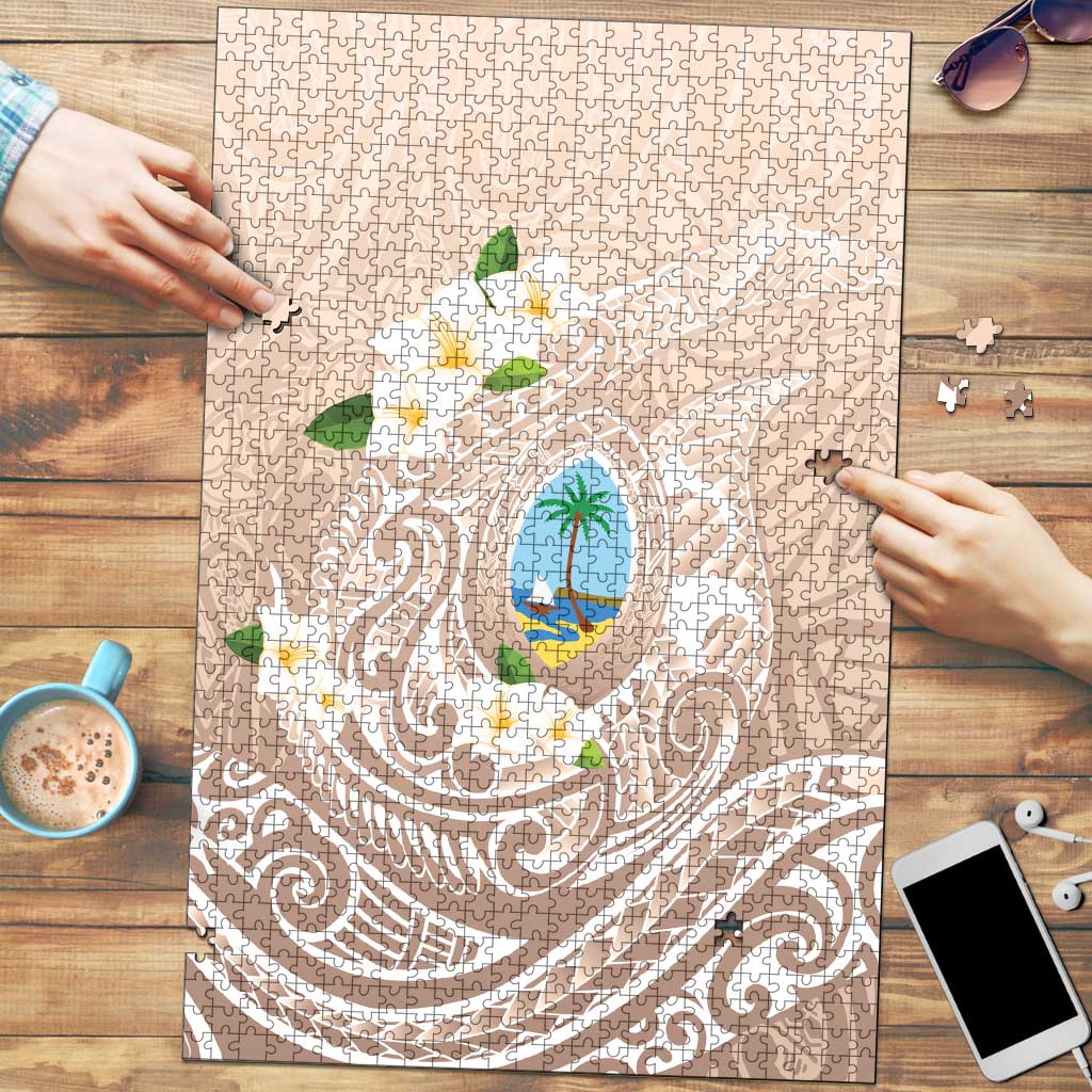 Guam Fishhook Mix Guasali Flowers Puzzle Dreaming Hazel LT7 Beige - Polynesian Pride