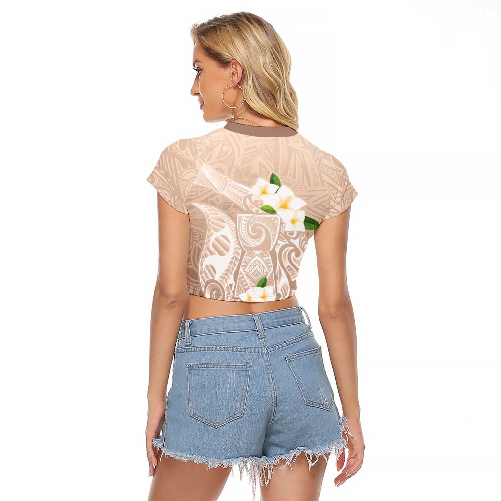Guam Fishhook Mix Guasali Flowers Raglan Cropped T Shirt Dreaming Hazel LT7 - Polynesian Pride