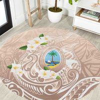 Guam Fishhook Mix Guasali Flowers Round Carpet Dreaming Hazel LT7 Beige - Polynesian Pride