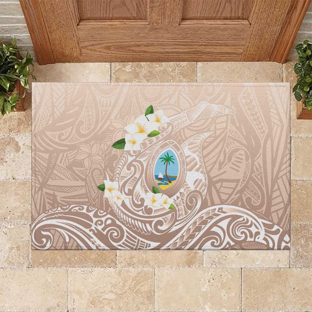 Guam Fishhook Mix Guasali Flowers Rubber Doormat Dreaming Hazel LT7 Beige - Polynesian Pride