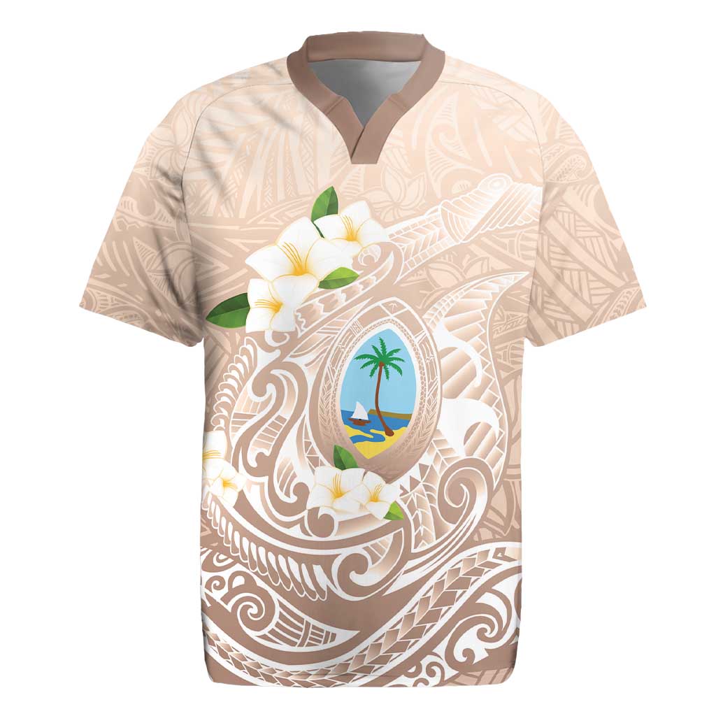 Guam Fishhook Mix Guasali Flowers Rugby Jersey Dreaming Hazel LT7 Beige - Polynesian Pride
