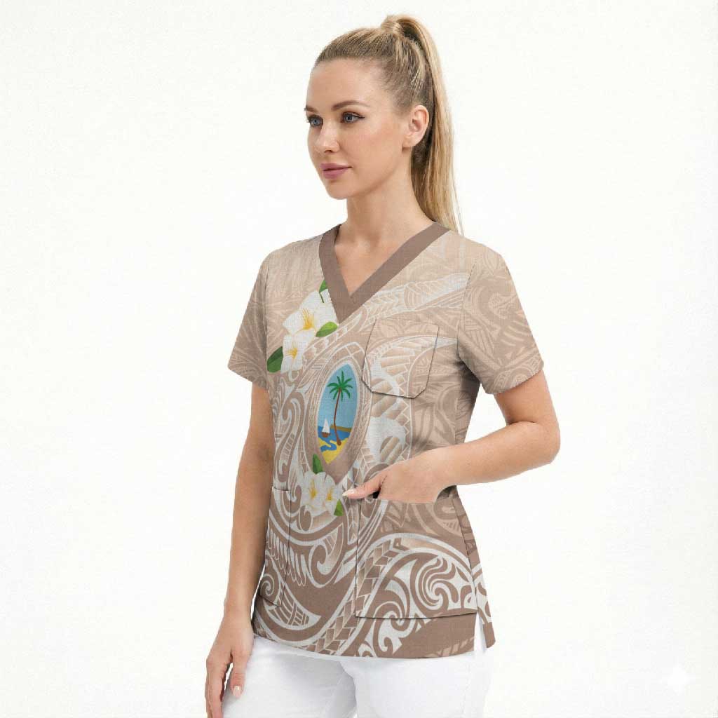 Guam Fishhook Mix Guasali Flowers Scrub Top Dreaming Hazel LT7 - Polynesian Pride