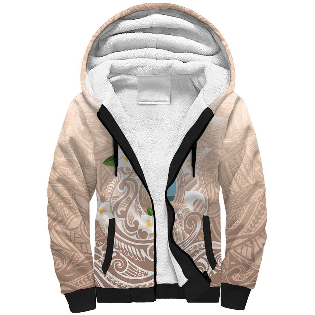 Guam Fishhook Mix Guasali Flowers Sherpa Hoodie Dreaming Hazel LT7 Unisex Beige - Polynesian Pride