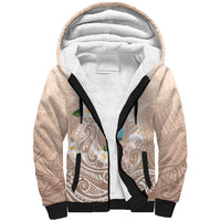 Guam Fishhook Mix Guasali Flowers Sherpa Hoodie Dreaming Hazel LT7 Unisex Beige - Polynesian Pride