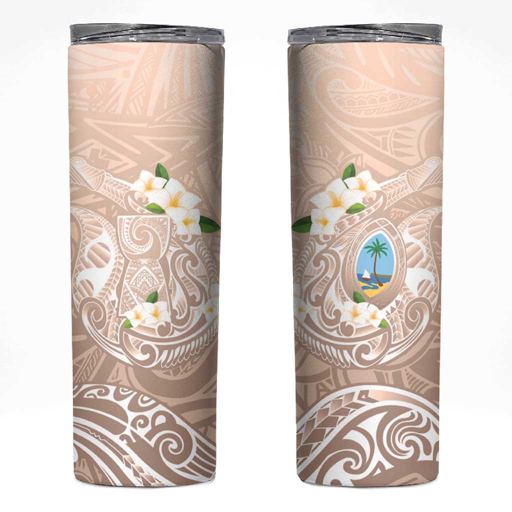 Guam Fishhook Mix Guasali Flowers Skinny Tumbler Dreaming Hazel LT7 Beige - Polynesian Pride