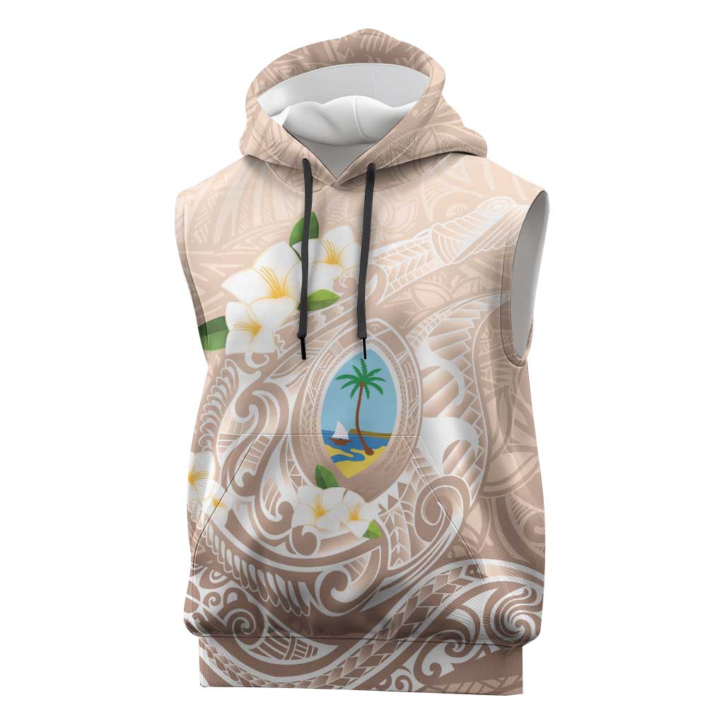 Guam Fishhook Mix Guasali Flowers Sleeveless Hoodie Dreaming Hazel LT7 Beige - Polynesian Pride