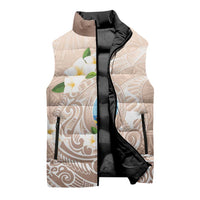 Guam Fishhook Mix Guasali Flowers Sleeveless Puffer Jacket Dreaming Hazel LT7 - Polynesian Pride