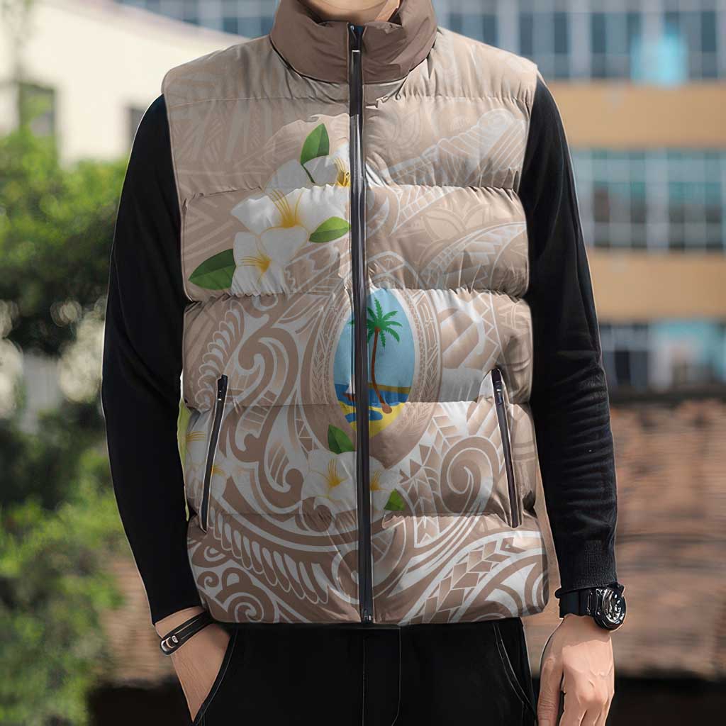 Guam Fishhook Mix Guasali Flowers Sleeveless Puffer Jacket Dreaming Hazel LT7 - Polynesian Pride