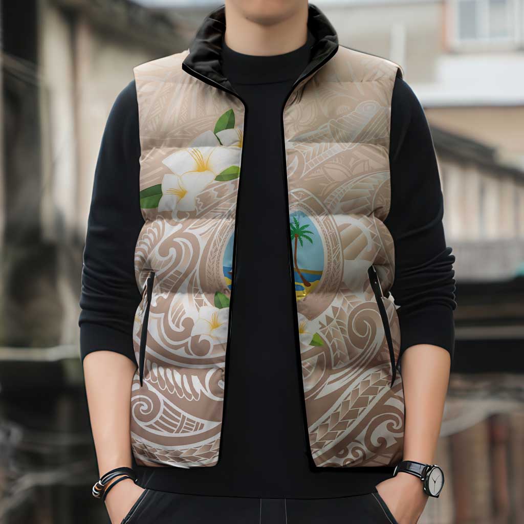 Guam Fishhook Mix Guasali Flowers Sleeveless Puffer Jacket Dreaming Hazel LT7 - Polynesian Pride