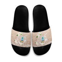 Guam Fishhook Mix Guasali Flowers Slide Sandals Dreaming Hazel LT7 Beige - Polynesian Pride