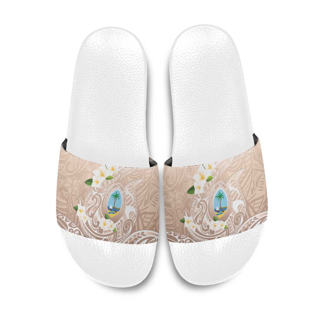 Guam Fishhook Mix Guasali Flowers Slide Sandals Dreaming Hazel LT7 Beige - Polynesian Pride