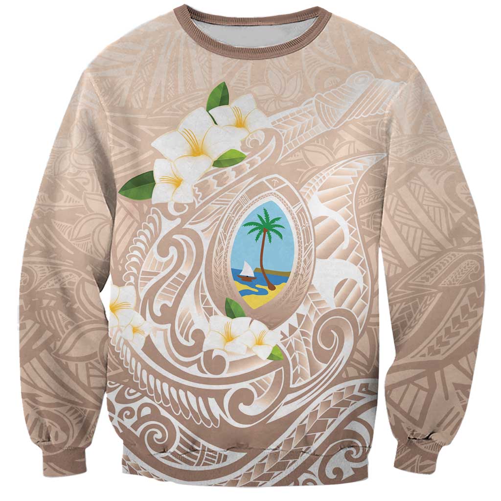 Guam Fishhook Mix Guasali Flowers Sweatshirt Dreaming Hazel LT7 Unisex Beige - Polynesian Pride