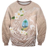 Guam Fishhook Mix Guasali Flowers Sweatshirt Dreaming Hazel LT7 Unisex Beige - Polynesian Pride